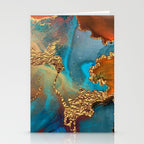 Abstract Blue And Gold Autumn Marble Stationery Card Gallery Image 2