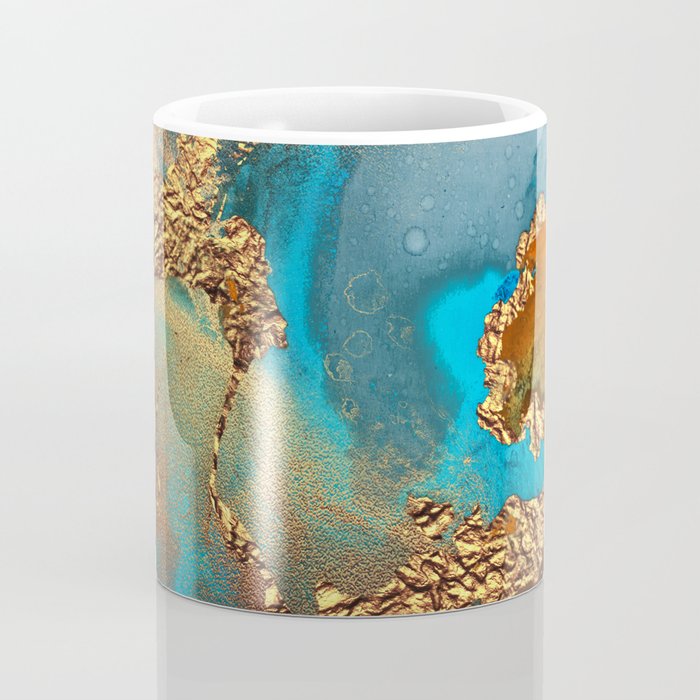 Abstract Blue And Gold Autumn Marble Coffee Mug Gallery Image 4