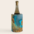 Abstract Blue And Gold Autumn Marble Wine Chiller Gallery Image 1