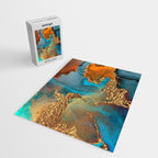 Abstract Blue And Gold Autumn Marble Jigsaw Puzzle Gallery Image 2