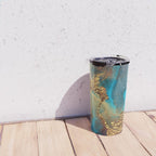 Abstract Blue And Gold Autumn Marble Travel Mug Gallery Image 4