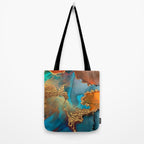 Abstract Blue And Gold Autumn Marble Tote Bag Gallery Image 2