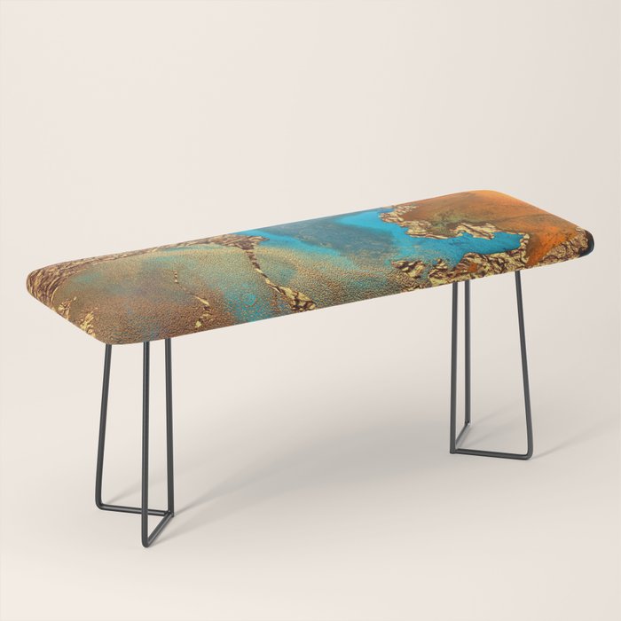 Abstract Blue And Gold Autumn Marble Bench Gallery Image 1