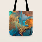 Abstract Blue And Gold Autumn Marble Tote Bag Gallery Image 1