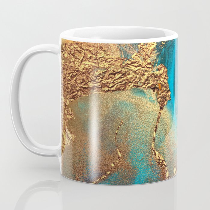 Abstract Blue And Gold Autumn Marble Coffee Mug Gallery Image 3