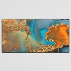 Abstract Blue And Gold Autumn Marble Desk Mat Gallery Image 3
