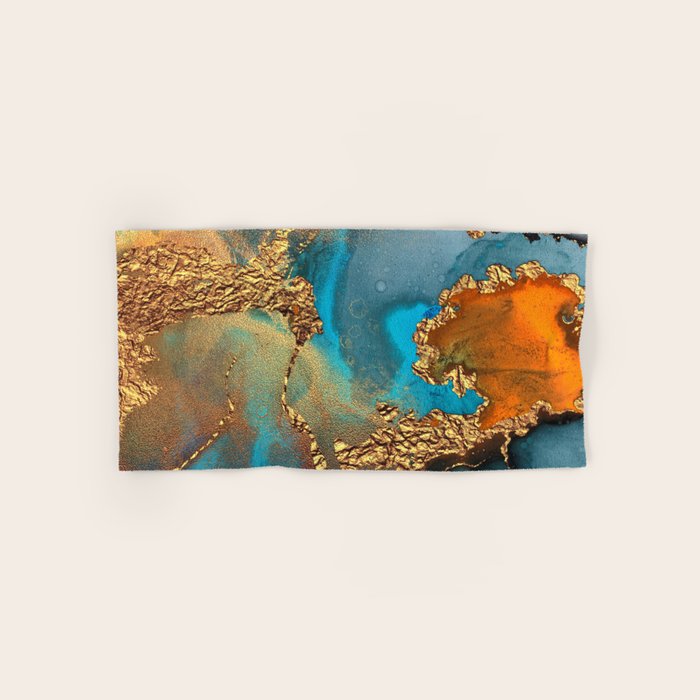 Abstract Blue And Gold Autumn Marble Towels Gallery Image 1