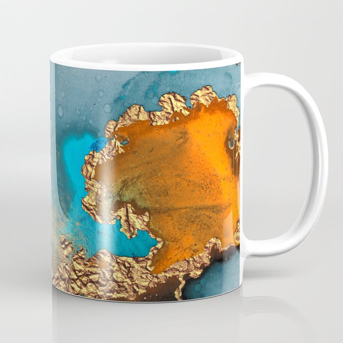 Abstract Blue And Gold Autumn Marble Coffee Mug Gallery Image 1