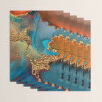 Abstract Blue And Gold Autumn Marble Wrapping Paper Gallery Image 3