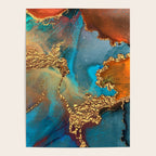 Abstract Blue And Gold Autumn Marble Poster Gallery Image 4
