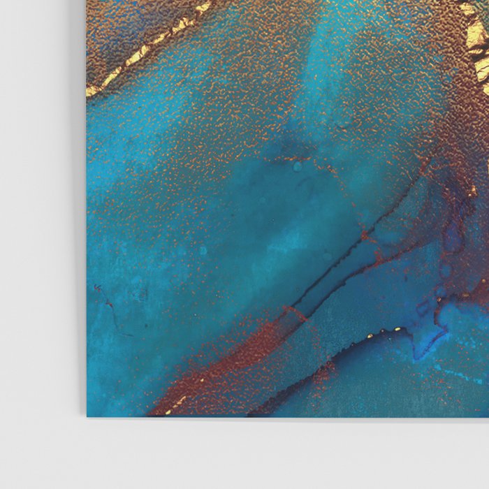 Abstract Blue And Gold Autumn Marble Poster Gallery Image 3