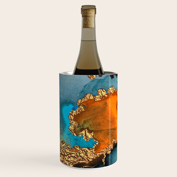 Abstract Blue And Gold Autumn Marble Wine Chiller Gallery Image 3