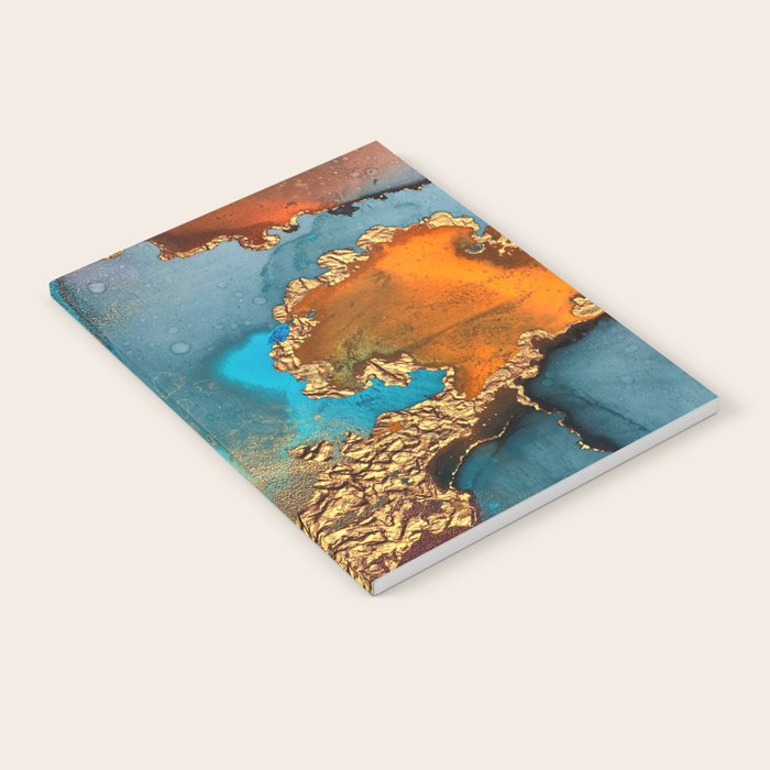 Abstract Blue And Gold Autumn Marble Notebook Gallery Image 2