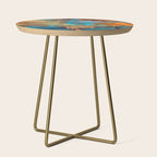 Abstract Blue And Gold Autumn Marble Side Table Gallery Image 1