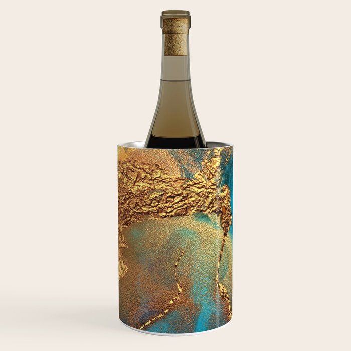 Abstract Blue And Gold Autumn Marble Wine Chiller Gallery Image 2