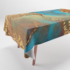 Abstract Blue And Gold Autumn Marble Tablecloth Gallery Image 1