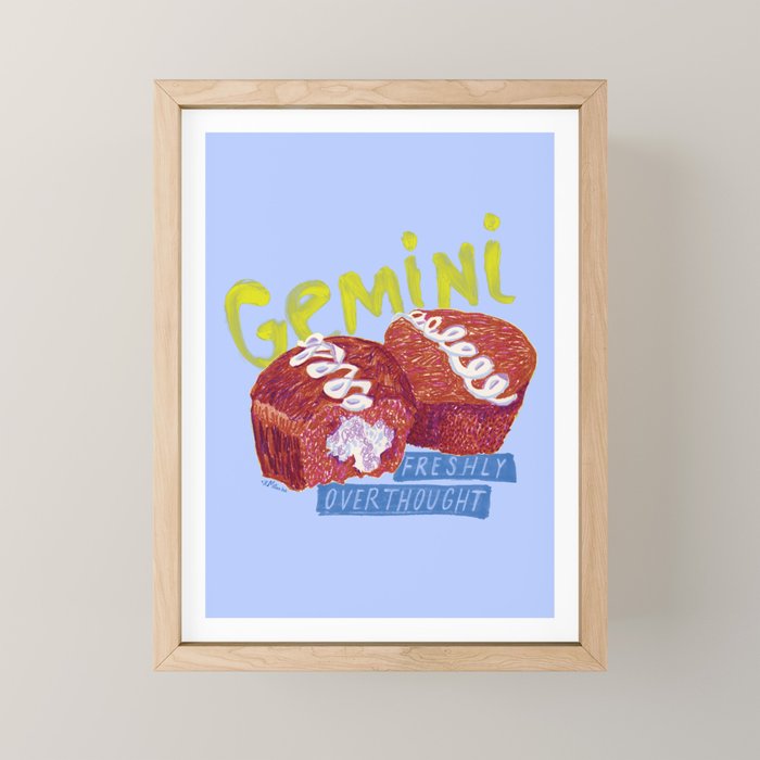 Gemini Twins in Lavender & Blue | Zodiac Series Mini Art Print Gallery Image 1