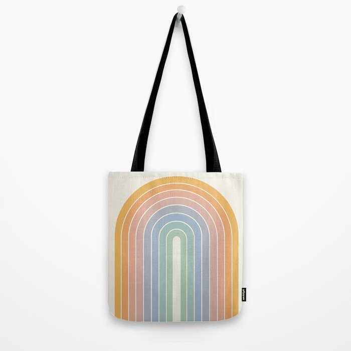 Gradient Arch XIII Retro Mid Century Modern Rainbow Tote Bag Gallery Image 2