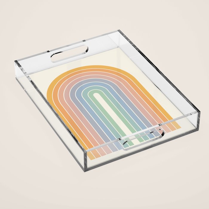 Gradient Arch XIII Retro Mid Century Modern Rainbow Acrylic Tray Gallery Image 1