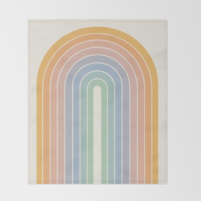 Gradient Arch XIII Retro Mid Century Modern Rainbow Throw Blanket Gallery Image 2
