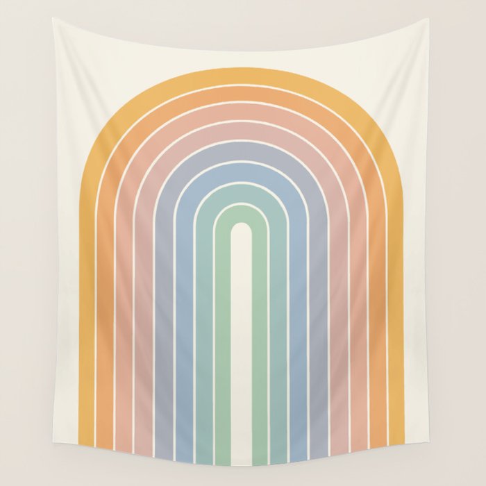 Gradient Arch XIII Retro Mid Century Modern Rainbow Wall Tapestry Gallery Image 1