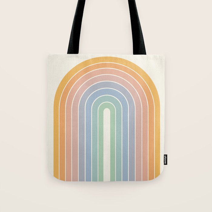 Gradient Arch XIII Retro Mid Century Modern Rainbow Tote Bag Gallery Image 1