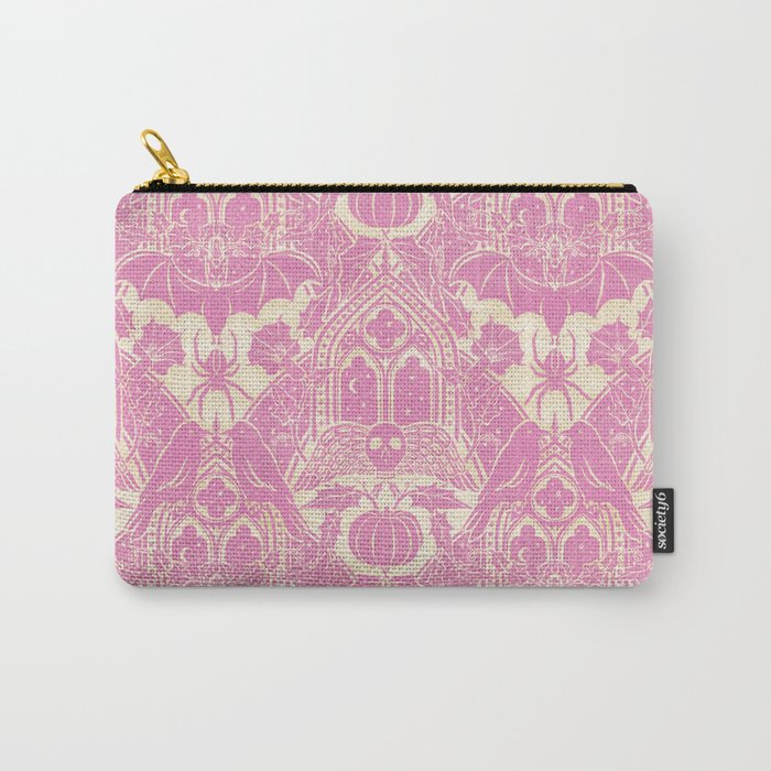 Gothic Halloween Damask - primrose and cream  Carry All Pouch Gallery Image 1