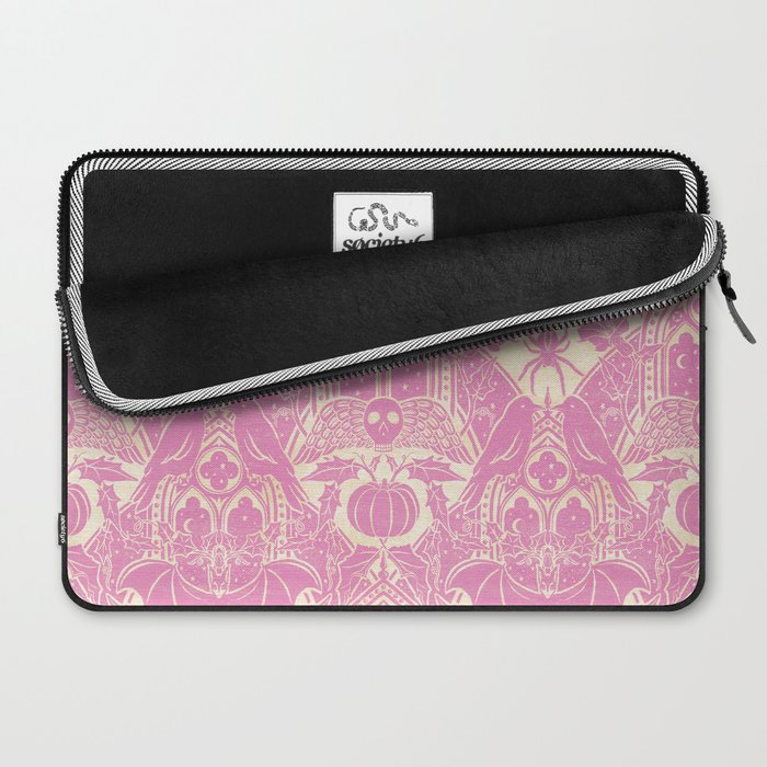 Gothic Halloween Damask - primrose and cream  Laptop Sleeve Gallery Image 2