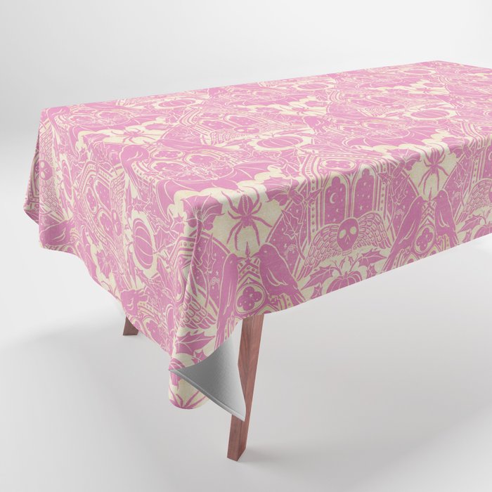 Gothic Halloween Damask - primrose and cream  Tablecloth Gallery Image 1