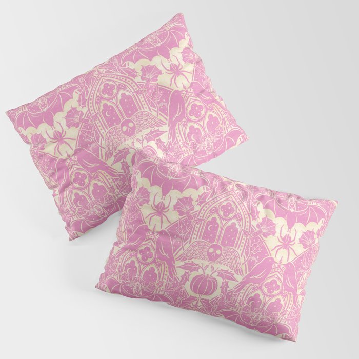 Gothic Halloween Damask - primrose and cream  Pillow Sham Gallery Image 1