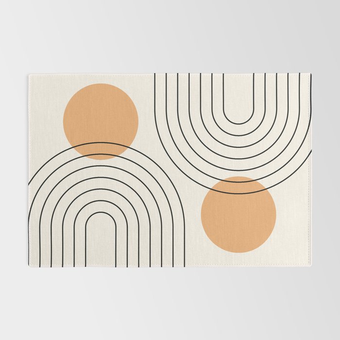 Mid Century Modern Geometric 61 (Rainbow and Sun Abstraction) Rug Gallery Image 2