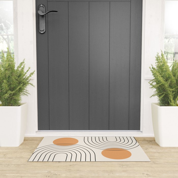 Mid Century Modern Geometric 61 (Rainbow and Sun Abstraction) Welcome Mat Gallery Image 3