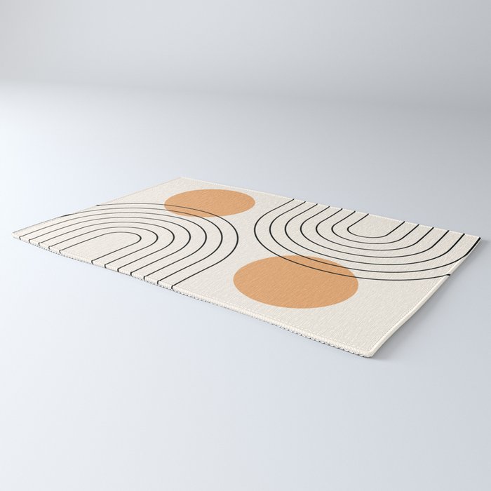 Mid Century Modern Geometric 61 (Rainbow and Sun Abstraction) Rug Gallery Image 3