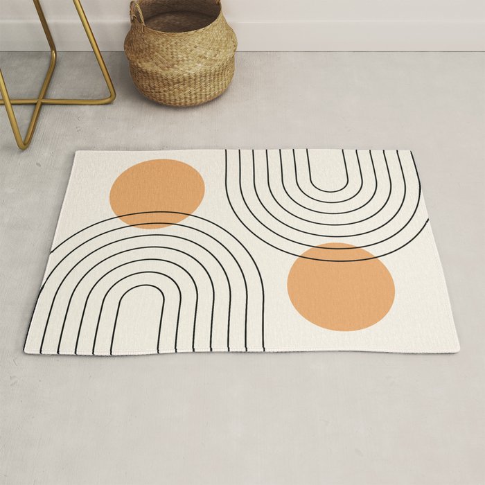 Mid Century Modern Geometric 61 (Rainbow and Sun Abstraction) Rug Gallery Image 1