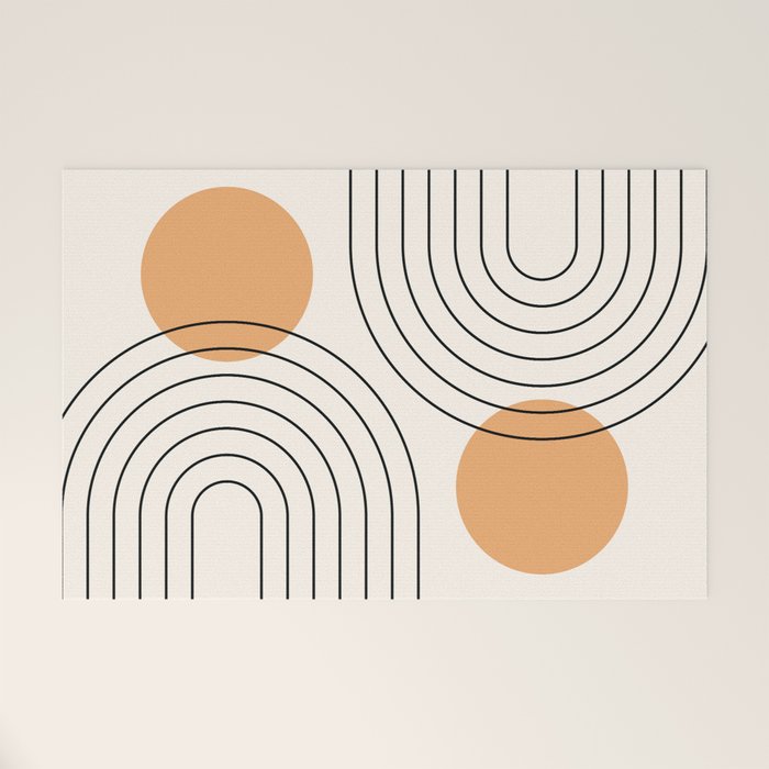 Mid Century Modern Geometric 61 (Rainbow and Sun Abstraction) Welcome Mat Gallery Image 1