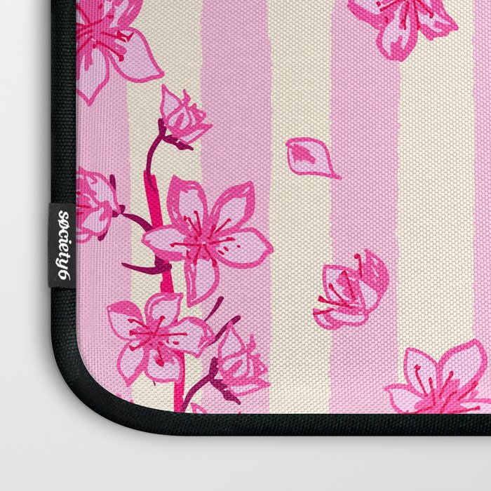 Retro Pink Cherry Blossoms Laptop Sleeve Gallery Image 3