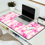 Retro Pink Cherry Blossoms Desk Mat Gallery Image 2