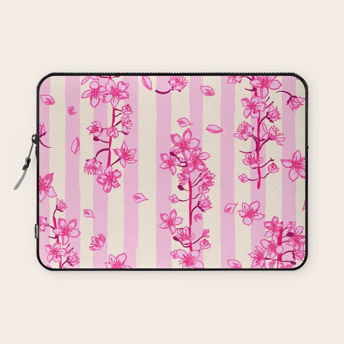 Retro Pink Cherry Blossoms Laptop Sleeve Gallery Image 1