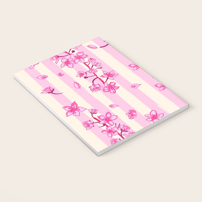 Retro Pink Cherry Blossoms Notebook Gallery Image 3