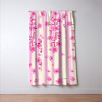 Retro Pink Cherry Blossoms Window Curtain Gallery Image 3