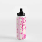 Retro Pink Cherry Blossoms Water Bottle Gallery Image 2
