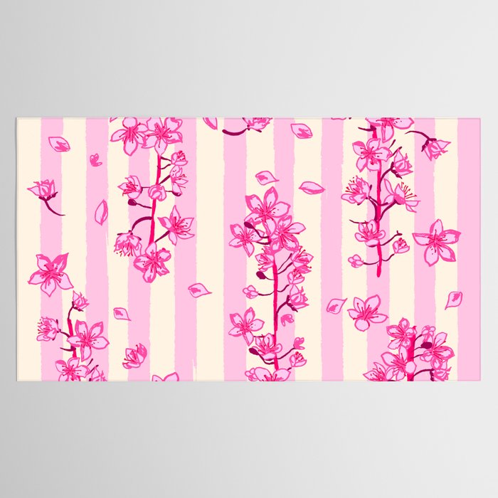 Retro Pink Cherry Blossoms Tablecloth Gallery Image 2