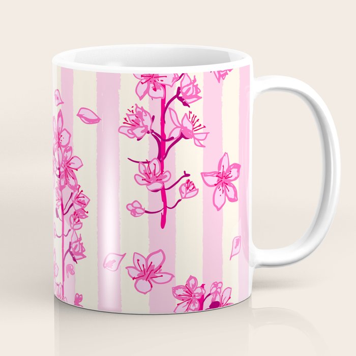 Retro Pink Cherry Blossoms Coffee Mug Gallery Image 1