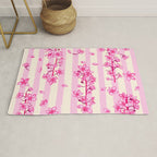 Retro Pink Cherry Blossoms Rug Gallery Image 1