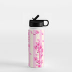 Retro Pink Cherry Blossoms Water Bottle Gallery Image 1