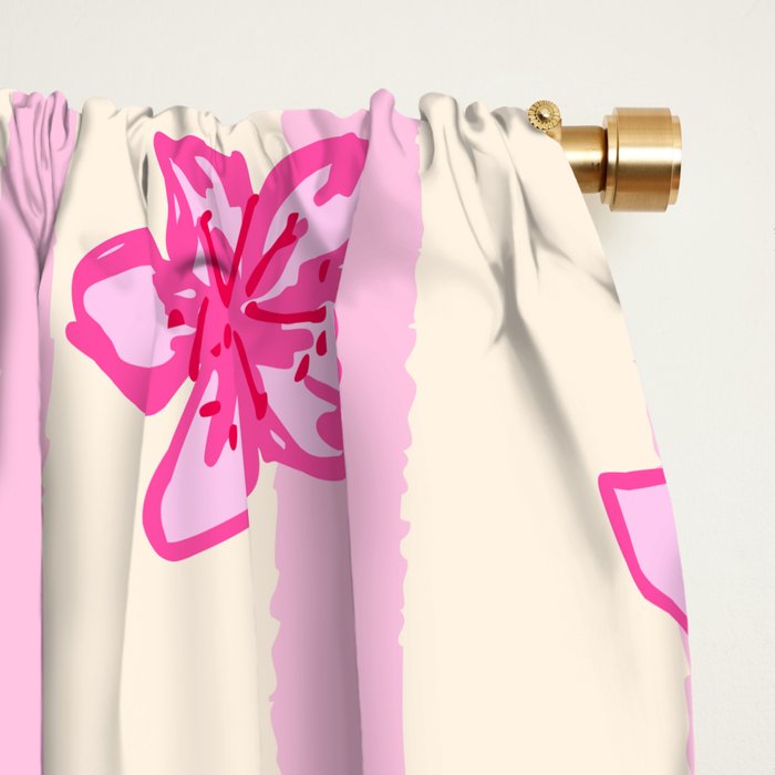 Retro Pink Cherry Blossoms Window Curtain Gallery Image 2
