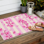 Retro Pink Cherry Blossoms Outdoor Rug Gallery Image 2
