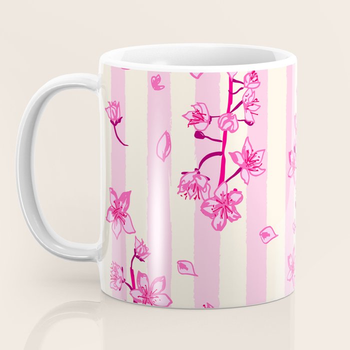 Retro Pink Cherry Blossoms Coffee Mug Gallery Image 3