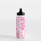 Retro Pink Cherry Blossoms Water Bottle Gallery Image 3