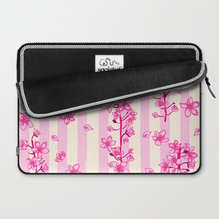 Retro Pink Cherry Blossoms Laptop Sleeve Gallery Image 2